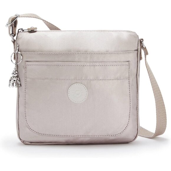 Women’s Sparkly Gold Crossbody Bag - Metallic Nylon Compact Lightweight